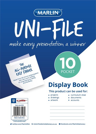 Marlin Uni-File A4 Soft Cover Display File – 10 Pocket Marlin Uni-File A4 Soft Cover Display File – 10 Pocket