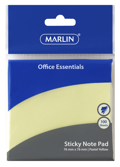 Marlin Sticky NotePad 76x76mm 100 Sheets Pastel Yellow – Pack of 12 Marlin Sticky NotePad 76x76mm 100 Sheets Pastel Yellow – Pack of 12