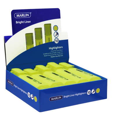 Marlin Bright Liners Highlighters – Yellow (Box of 10) Marlin Bright Liners Highlighters – Yellow (Box of 10)