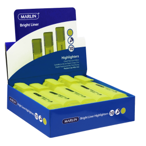 Marlin Bright Liners Highlighters – Yellow (Box of 10) Marlin Bright Liners Highlighters – Yellow (Box of 10)