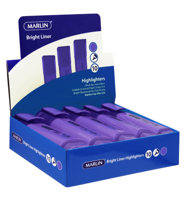 Marlin Bright Liners Highlighters – Purple (Box of 10) Marlin Bright Liners Highlighters – Purple (Box of 10)