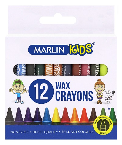 Marlin Kids 12 8mm Wax Crayons Marlin Kids 12 8mm Wax Crayons
