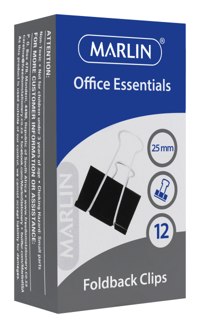 Marlin Fold Back Clips 25mm 12’s Marlin Fold Back Clips 25mm 12’s