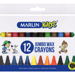 Marlin Kids 12 Jumbo Wax Crayons 14mm Marlin Kids 12 Jumbo Wax Crayons 14mm