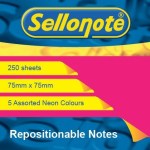 Sello-Note 250 Sheets Neon Repositionable Notes – 75 x 75mm Sello-Note 250 Sheets Neon Repositionable Notes – 75 x 75mm