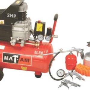 Compressor MATAIR Kit 2hp 24l +5pc S|gun Compressor MATAIR Kit 2hp 24l +5pc S|gun