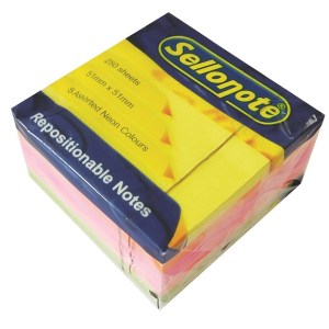 Sello-Note 250 Sheet Neon Repositionable Notes – 51 x 51mm Sello-Note 250 Sheet Neon Repositionable Notes – 51 x 51mm