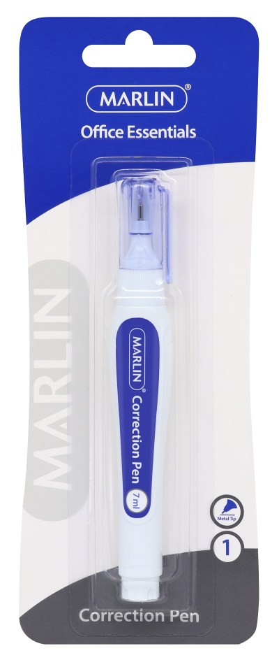 Marlin Correction Fluid Pen Metal Tip 7ml Marlin Correction Fluid Pen Metal Tip 7ml
