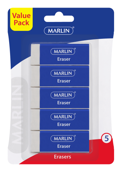 Marlin Vinyl Erasers – Blister of 5 Marlin Vinyl Erasers – Blister of 5