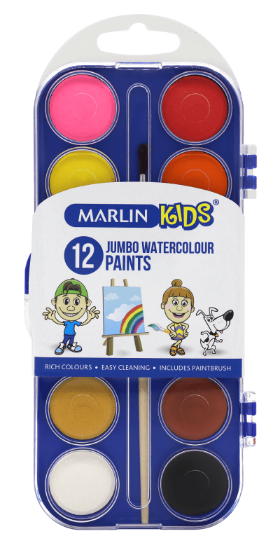 Marlin Kids Jumbo Watercolours – 12 Pats Marlin Kids Jumbo Watercolours – 12 Pats