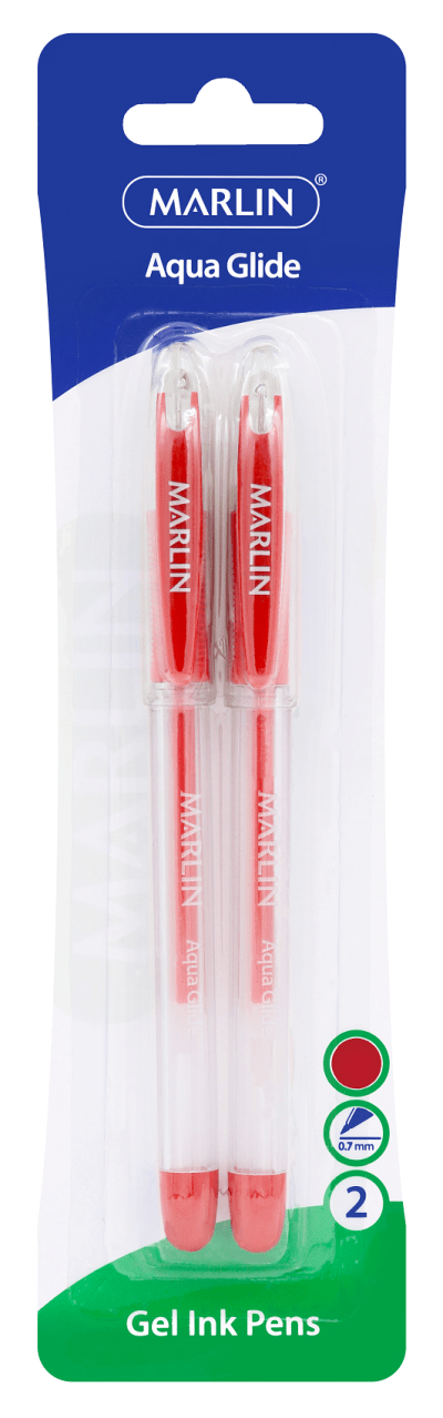 Marlin Aqua Glide 0.7mm Gel Ink Pens – Red (Blister of 2) Marlin Aqua Glide 0.7mm Gel Ink Pens – Red (Blister of 2)