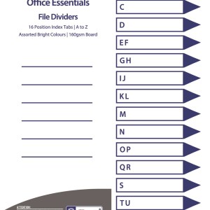 Marlin File 16 (A – Z) Index Dividers 160gsm Bright Board – Pack of 10 Marlin File 16 (A – Z) Index Dividers 160gsm Bright Board – Pack of 10