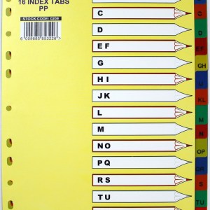 Marlin File 16 (A – Z) Index Dividers Polyprop Bright Colours Marlin File 16 (A – Z) Index Dividers Polyprop Bright Colours