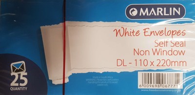 Marlin White DL Self Seal Non Window Envelope – 25 Marlin White DL Self Seal Non Window Envelope – 25