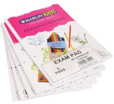 Bulk Pack 12 X Marlin A4 Exam Pad 80 Sheets Punched & Perforated Bulk Pack 12 X Marlin A4 Exam Pad 80 Sheets Punched & Perforated