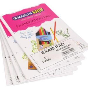 Bulk Pack 12 X Marlin A4 Exam Pad 80 Sheets Punched & Perforated Bulk Pack 12 X Marlin A4 Exam Pad 80 Sheets Punched & Perforated
