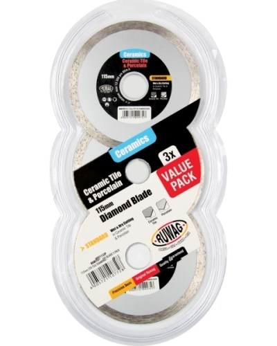 Ruwag 115mm Standard Diamond Blade 3 Pack Ruwag 115mm Standard Diamond Blade 3 Pack