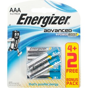 Energizer Advanced AAA – 6Pack 4+2 Free Energizer Advanced AAA – 6Pack 4+2 Free