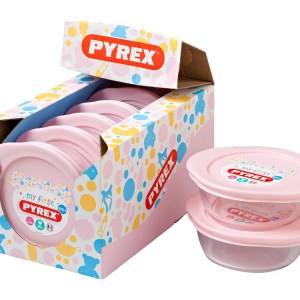 Pyrex – 350ml My First Glass Round Dish With Lid – Baby Pink Pyrex – 350ml My First Glass Round Dish With Lid – Baby Pink