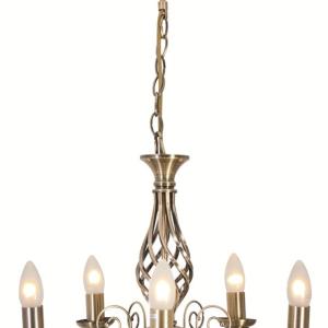 Eurolux – Olivia 5 Light Chandelier – Antique Brass Eurolux – Olivia 5 Light Chandelier – Antique Brass