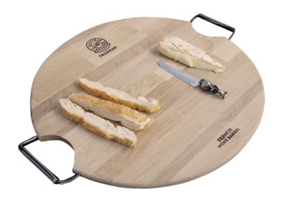 Trudeau Round Serving Board with Double Iron Handles Trudeau Round Serving Board with Double Iron Handles