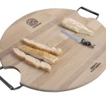 Trudeau Round Serving Board with Double Iron Handles Trudeau Round Serving Board with Double Iron Handles