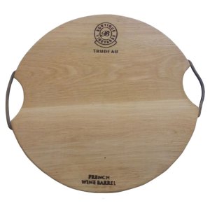 Trudeau Small Round Serving Board with Double Iron Handles Trudeau Small Round Serving Board with Double Iron Handles