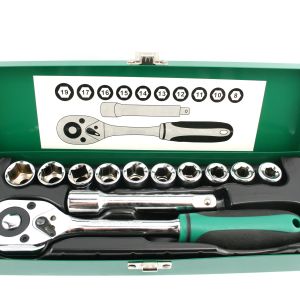 Waldo Socket Set (1/2″ Drive) – Professional 12 Piece Set with Metal Casing Waldo Socket Set (1/2″ Drive) – Professional 12 Piece Set with Metal Casing