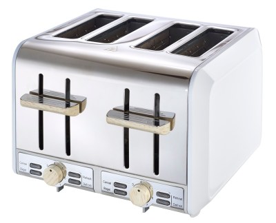 Russell Hobbs – 4-Slice Toaster – White & Wood Russell Hobbs – 4-Slice Toaster – White & Wood