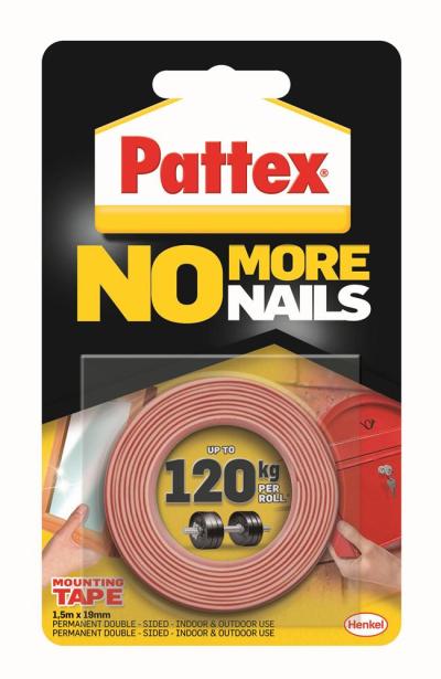 Pattex – No More Nails – Adhesives – Double Sided Mounting Tape – 120kg Pattex – No More Nails – Adhesives – Double Sided Mounting Tape – 120kg