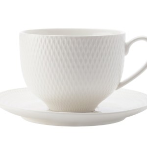 Maxwell & Williams – White Basics Diamonds Tea Cup & Saucer Maxwell & Williams – White Basics Diamonds Tea Cup & Saucer