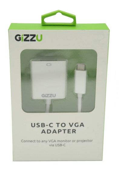 GIZZU USB-C To VGA Adapter – White GIZZU USB-C To VGA Adapter – White