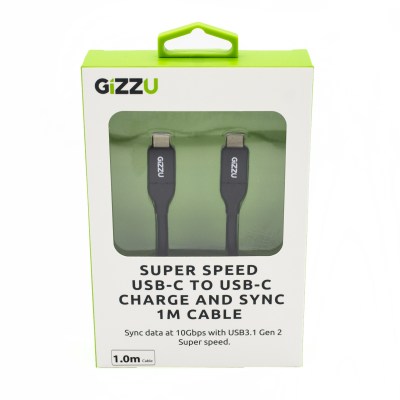 Gizzu USB3.1 C To USB-C 1m Cable – Black Gizzu USB3.1 C To USB-C 1m Cable – Black