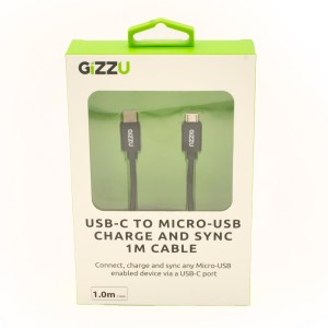 GIZZU USB-C To Micro B 1m Cable – Black GIZZU USB-C To Micro B 1m Cable – Black
