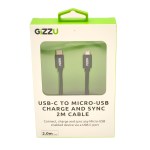 GIZZU USB-C to Micro B 2m Cable- Black GIZZU USB-C to Micro B 2m Cable- Black