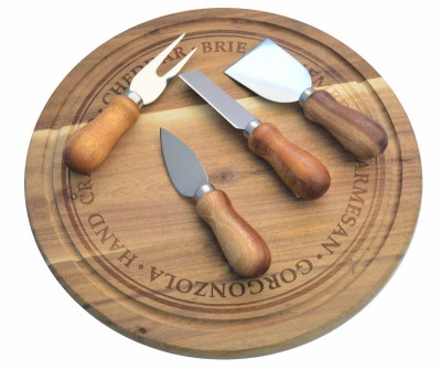 Mabibuch Cutting Board with 4x Cheese Knives – 5 Piece Set Mabibuch Cutting Board with 4x Cheese Knives – 5 Piece Set