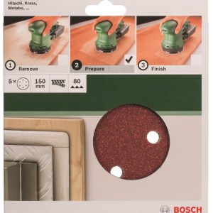 Bosch – 150mm/80 Sanding Sheet For Orbit Sanders Bosch – 150mm/80 Sanding Sheet For Orbit Sanders
