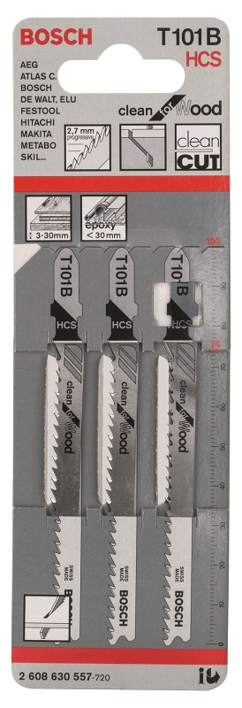 Bosch – 101 B Jigsaw Blade Clean For Wood – Set Of 3 Bosch – 101 B Jigsaw Blade Clean For Wood – Set Of 3