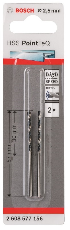 Bosch – Metal Drill Bit HSS Pointteq – 2.5mm Bosch – Metal Drill Bit HSS Pointteq – 2.5mm