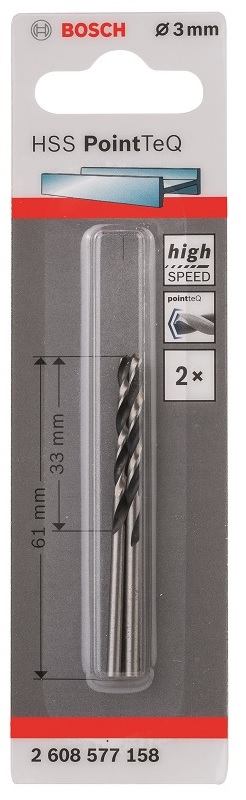 Bosch – Metal Drill Bit HSS Pointteq – 3.0mm Bosch – Metal Drill Bit HSS Pointteq – 3.0mm