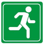 Parrot Products: Green Man Running Symbolic Sign on White ACP 15cm*15cm Parrot Products: Green Man Running Symbolic Sign on White ACP 15cm*15cm