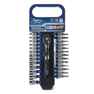 Ford Tools Ratchet & Socket Set 1/4″ Drive with Bits – 28 Piece Ford Tools Ratchet & Socket Set 1/4″ Drive with Bits – 28 Piece