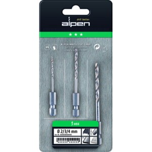 Alpen Drill Bit Set 3 Piece Hex Shank Super 2-3-4mm Alpen Drill Bit Set 3 Piece Hex Shank Super 2-3-4mm