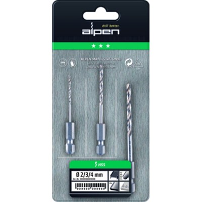 Alpen Drill Bit Set 3 Piece Hex Shank Super 2-3-4mm Alpen Drill Bit Set 3 Piece Hex Shank Super 2-3-4mm