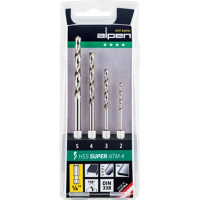 Alpen Hex Shank Set Hss for 4 Piece 2.3.4.5mm Alpen Hex Shank Set Hss for 4 Piece 2.3.4.5mm