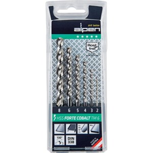 Alpen Cobalt Drill Bit Set 6 Piece 2-8mm Alpen Cobalt Drill Bit Set 6 Piece 2-8mm