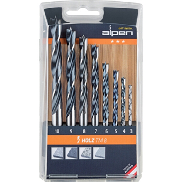 Alpen Wood Drill Bit Set 8 Piece 3-10mm X 1mm Alpen Wood Drill Bit Set 8 Piece 3-10mm X 1mm