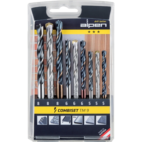 Alpen Wood-Steel-Masonry Drill Bit Set 9 Piece 5 6-8 Alpen Wood-Steel-Masonry Drill Bit Set 9 Piece 5 6-8