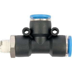 Aircraft Pu Hose Fitting Tee 12mm x 12mm x 1/4″M Aircraft Pu Hose Fitting Tee 12mm x 12mm x 1/4″M