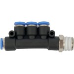 Aircraft Pu Hose Fitting Manifold 4 x 4mm Port x 1/4″M Aircraft Pu Hose Fitting Manifold 4 x 4mm Port x 1/4″M